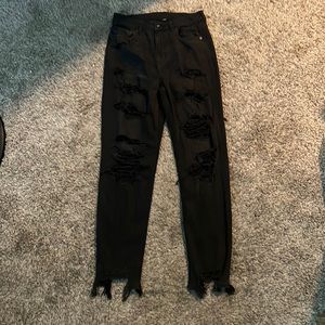 Black mom jeans with holes